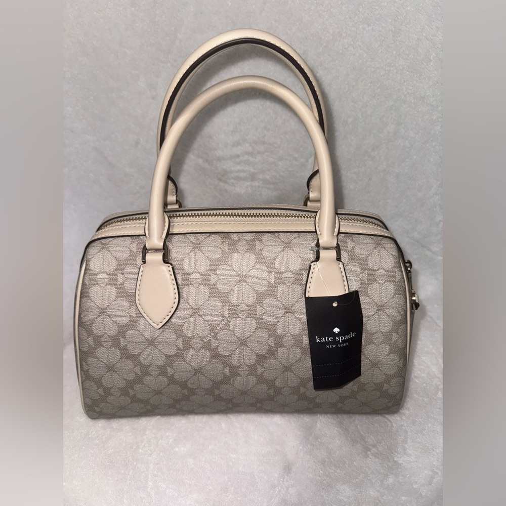 kate spade Cream Floral Satchel with Beige Trim - Picture 4 of 6